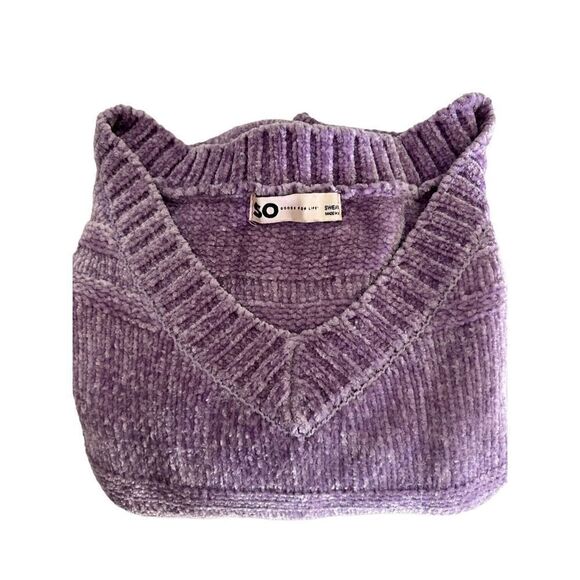 SO Goods For Life Sweater Women’s SZ M Long Sleeve Purple Soft Nice - Picture 5 of 8